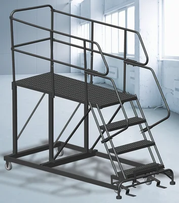 Ballymore 4-Step Single Entry Work Platform, 60" deep platform, 38" base, serrated tread