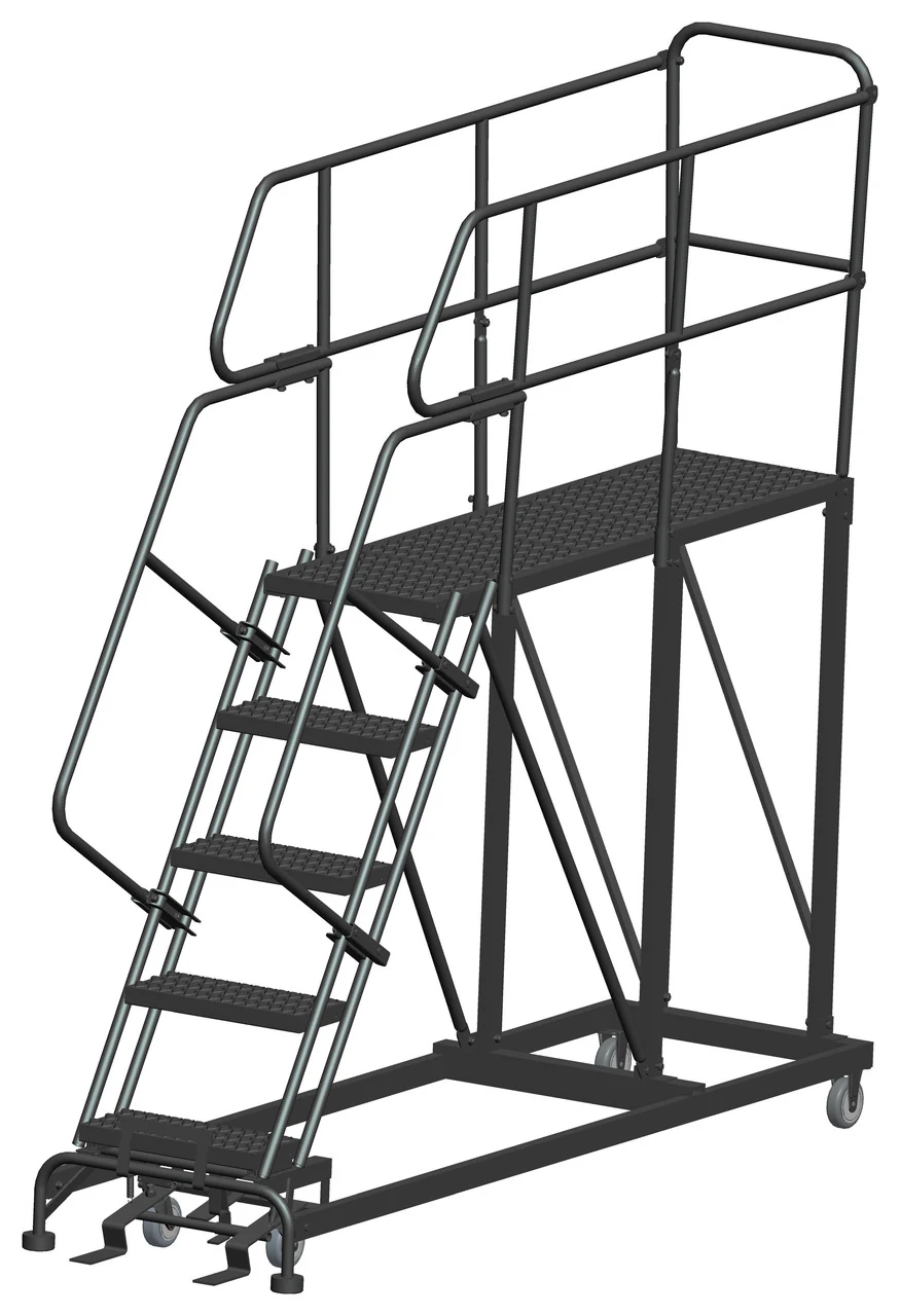 Ballymore 5-Step Single Entry Work Platform, 60" deep platform, 33" base, serrated tread