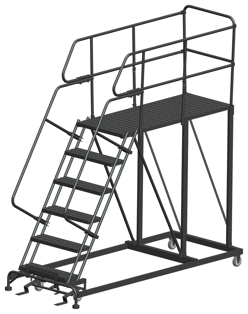 Ballymore 6-Step Single Entry Work Platform, 60" deep platform, 38" base, serrated tread