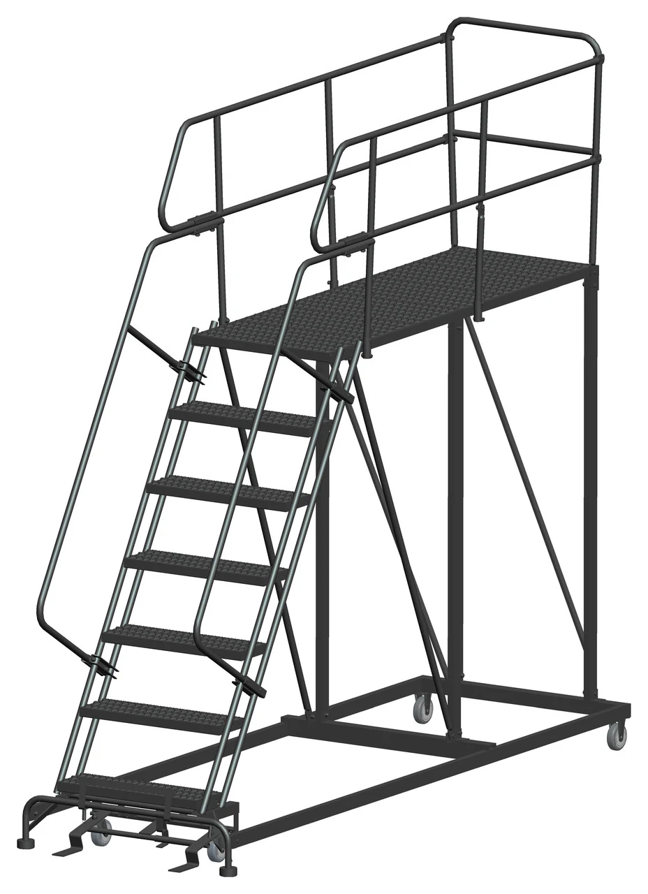 Ballymore 7-Step Single Entry Work Platform, 72" deep platform, 38" base, serrated tread
