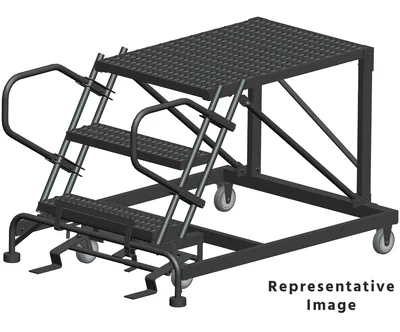 Ballymore 2-Step Single Entry Work Platform, 48" deep platform, 38" base, no handrails, serrated tread