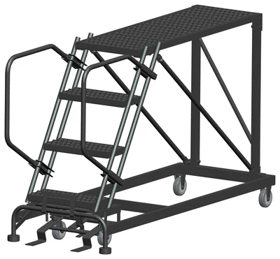 Ballymore 4-Step Single Entry Work Platform, 48" deep platform, 33" base, no handrails, serrated tread