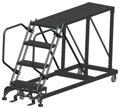 Ballymore 4-Step Single Entry Work Platform, 60" deep platform, 33" base, no handrails, serrated tread