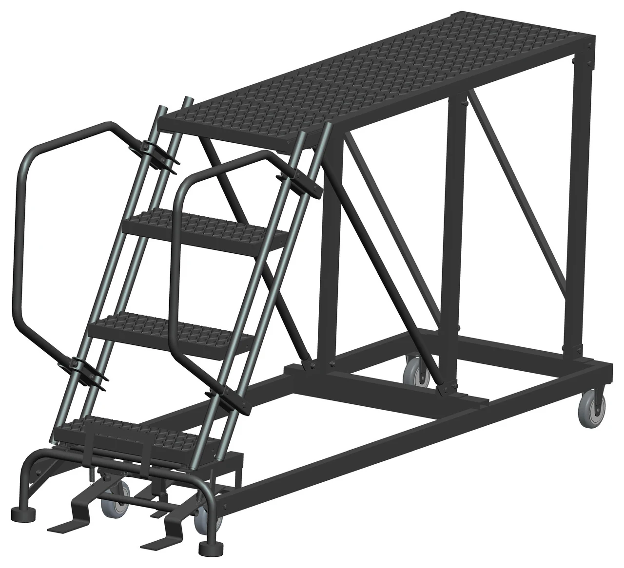 Ballymore 4-Step Single Entry Work Platform, 60" deep platform, 33" base, no handrails, serrated tread