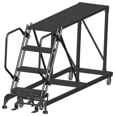 Ballymore 4-Step Single Entry Work Platform, 72" deep platform, 33" base, no handrails, serrated tread