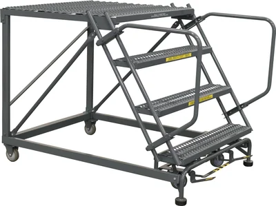 Ballymore 4-Step Single Entry Work Platform, 36" deep platform, 38" base, no handrails, serrated tread