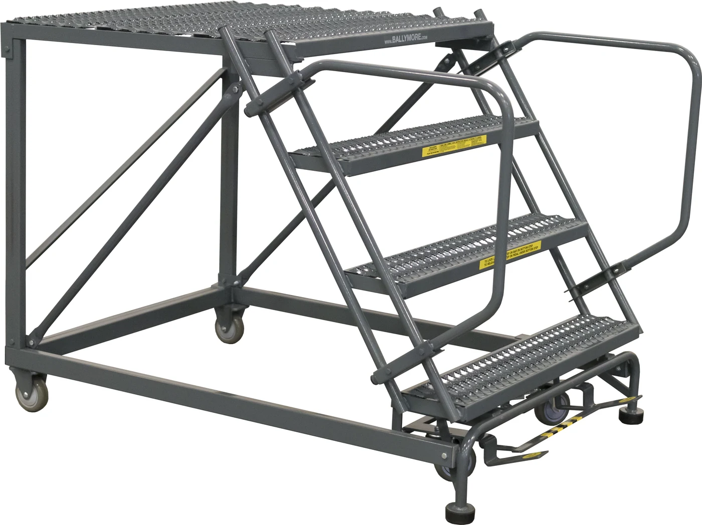Ballymore 4-Step Single Entry Work Platform, 36" deep platform, 38" base, no handrails, serrated tread