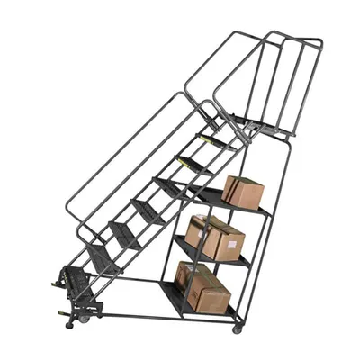 Ballymore SPL-11 11-Step Gray Steel Rolling Safety Ladder-Stock Picking Cart (1)