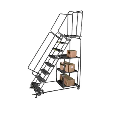 Ballymore SPL-7 7-Step Gray Steel Rolling Safety Ladder/Stock Picking Cart