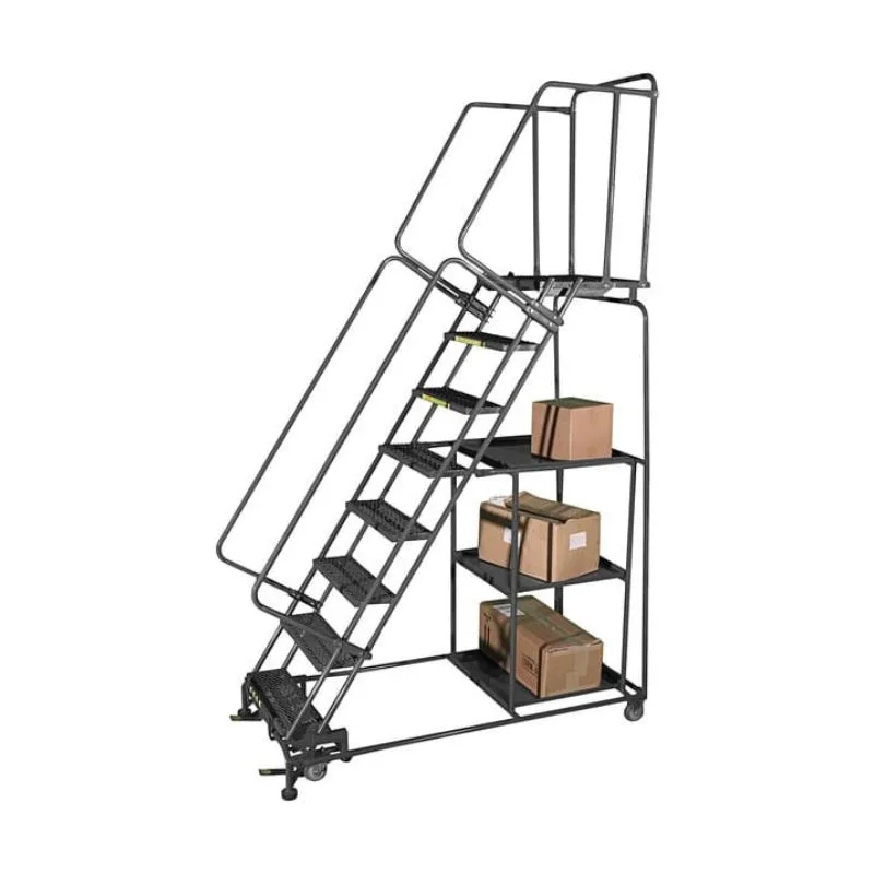 Ballymore SPL-8-14 8-Step Gray Steel Rolling Safety Ladder-Stock Picking Cart