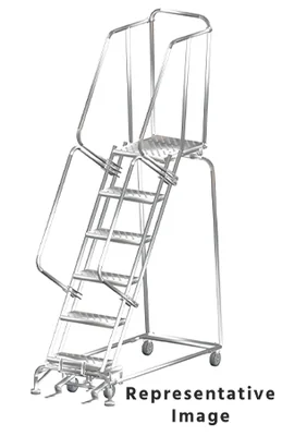 Ballymore 6-Step Stainless Steel Rolling Ladder, 24" base, 21" top step