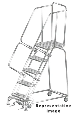 Ballymore 2-Step Stainless Steel Rolling Ladder, 20" base, 28" top step