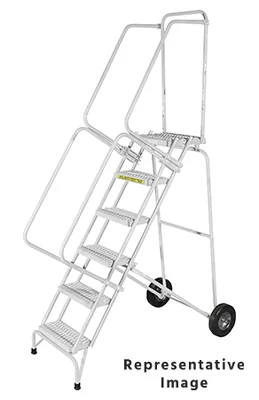 Ballymore Fold-N-Store 10-Step Stainless Steel Rolling Ladder, 30" base, 14" top step