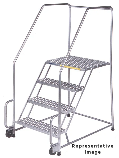 Ballymore Tilt & Roll 3-Step Stainless Steel Rolling Ladder, 30" base, 10" top step