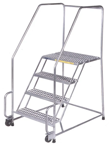 Ballymore Tilt & Roll 6-Step Stainless Steel Rolling Ladder, 30" base, 14" top step
