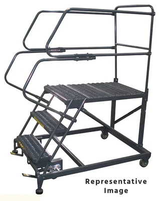 Ballymore 50° Stairway Slope 3-Step Single Entry Work Platform, 33" base, 36" long platform, with handrails