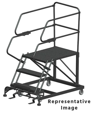 Ballymore 50° Stairway Slope 3-Step Single Entry Work Platform, 38" base, 36" long platform, with handrails