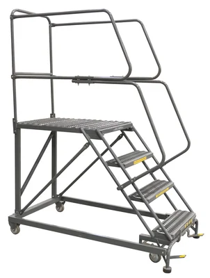 Ballymore 50° Stairway Slope 4-Step Single Entry Work Platform, 33" base, 36" long platform, with handrails