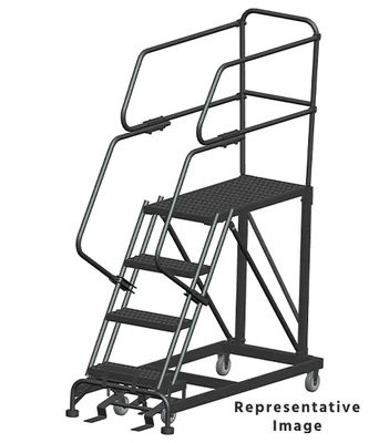 Ballymore 50° Stairway Slope 4-Step Single Entry Work Platform, 33" base, 48" long platform, with handrails