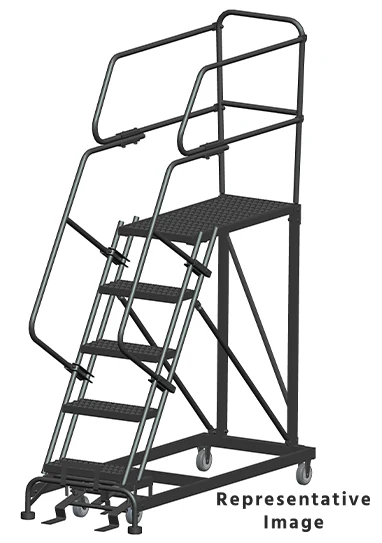 Ballymore 50° Stairway Slope 5-Step Single Entry Work Platform, 33" base, 36" long platform, with handrails