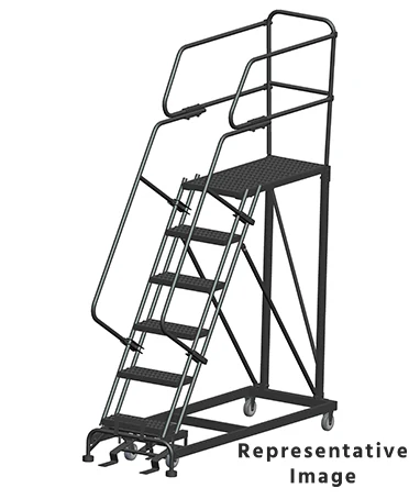 Ballymore 50° Stairway Slope 6-Step Single Entry Work Platform, 33" base, 36" long platform, with handrails