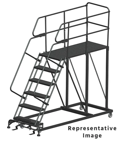 Ballymore 50° Stairway Slope 6-Step Single Entry Work Platform, 38" base, 60" long platform, with handrails