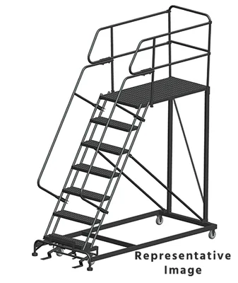 Ballymore 50° Stairway Slope 7-Step Single Entry Work Platform, 38" base, 48" long platform, with handrails
