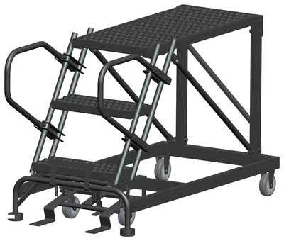 Ballymore 50° Stairway Slope 3-Step Single Entry Work Platform, 33" base, 36" long platform, no handrails, serrated tread