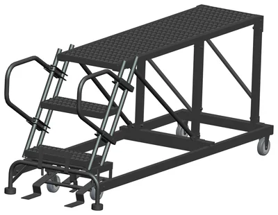 Ballymore 50° Stairway Slope 3-Step Single Entry Work Platform, 33" base, 60" long platform, no handrails, serrated tread