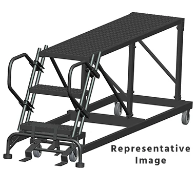 Ballymore 50° Stairway Slope 3-Step Single Entry Work Platform, 38" base, 36" long platform, no handrails, serrated tread