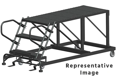 Ballymore 50° Stairway Slope 3-Step Single Entry Work Platform, 38" base, 60" long platform, no handrails, serrated tread