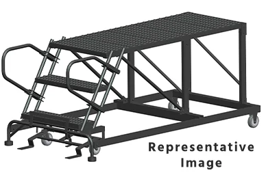 Ballymore 50° Stairway Slope 3-Step Single Entry Work Platform, 38" base, 72" long platform, no handrails, serrated tread