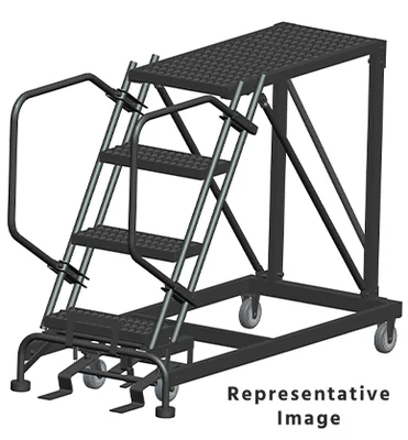 Ballymore 50° Stairway Slope 4-Step Single Entry Work Platform, 33" base, 36" long platform, no handrails, serrated tread