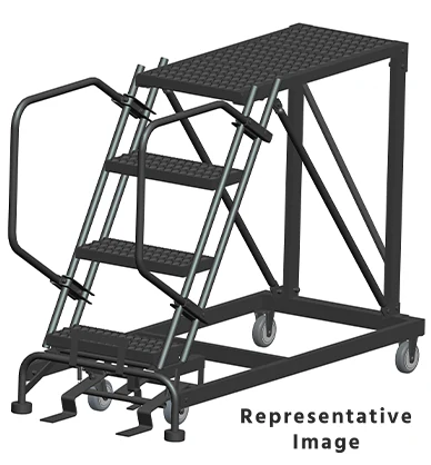 Ballymore 50° Stairway Slope 4-Step Single Entry Work Platform, 33" base, 36" long platform, no handrails, serrated tread