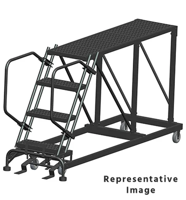 Ballymore 50° Stairway Slope 4-Step Single Entry Work Platform, 33" base, 60" long platform, no handrails, serrated tread