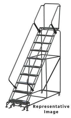Ballymore 50° Stairway Slope 10-Step Rolling Ladder, 32" base, 28" top step