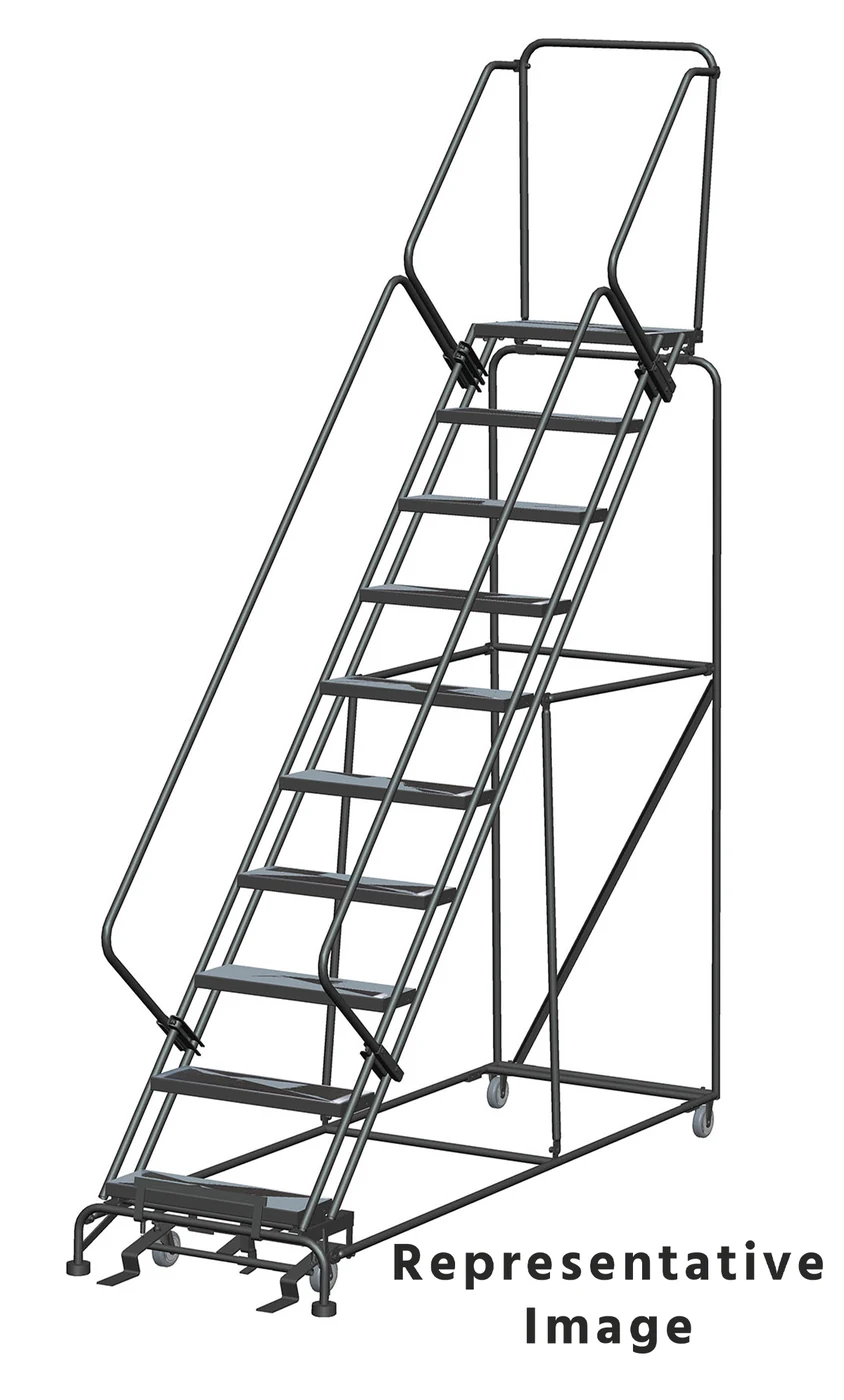 Ballymore 50° Stairway Slope 10-Step Rolling Ladder, 32" base, 28" top step