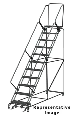 Ballymore 50° Stairway Slope 11-Step Rolling Ladder, 32" base, 21" top step