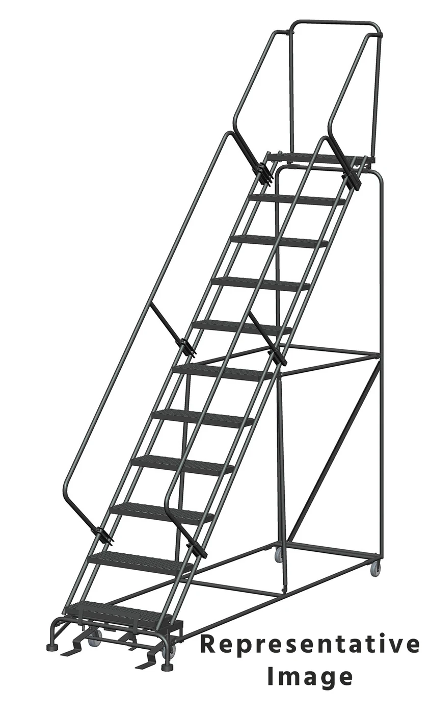 Ballymore 50° Stairway Slope 11-Step Rolling Ladder, 32" base, 28" top step