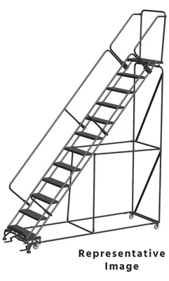 Ballymore 50° Stairway Slope 12-Step Rolling Ladder, 32" base, 21" top step