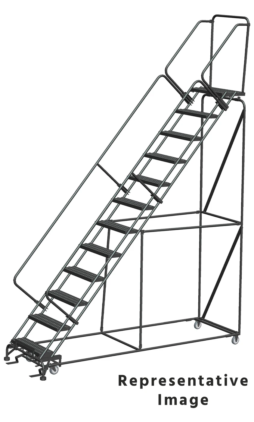 Ballymore 50° Stairway Slope 12-Step Rolling Ladder, 32" base, 21" top step