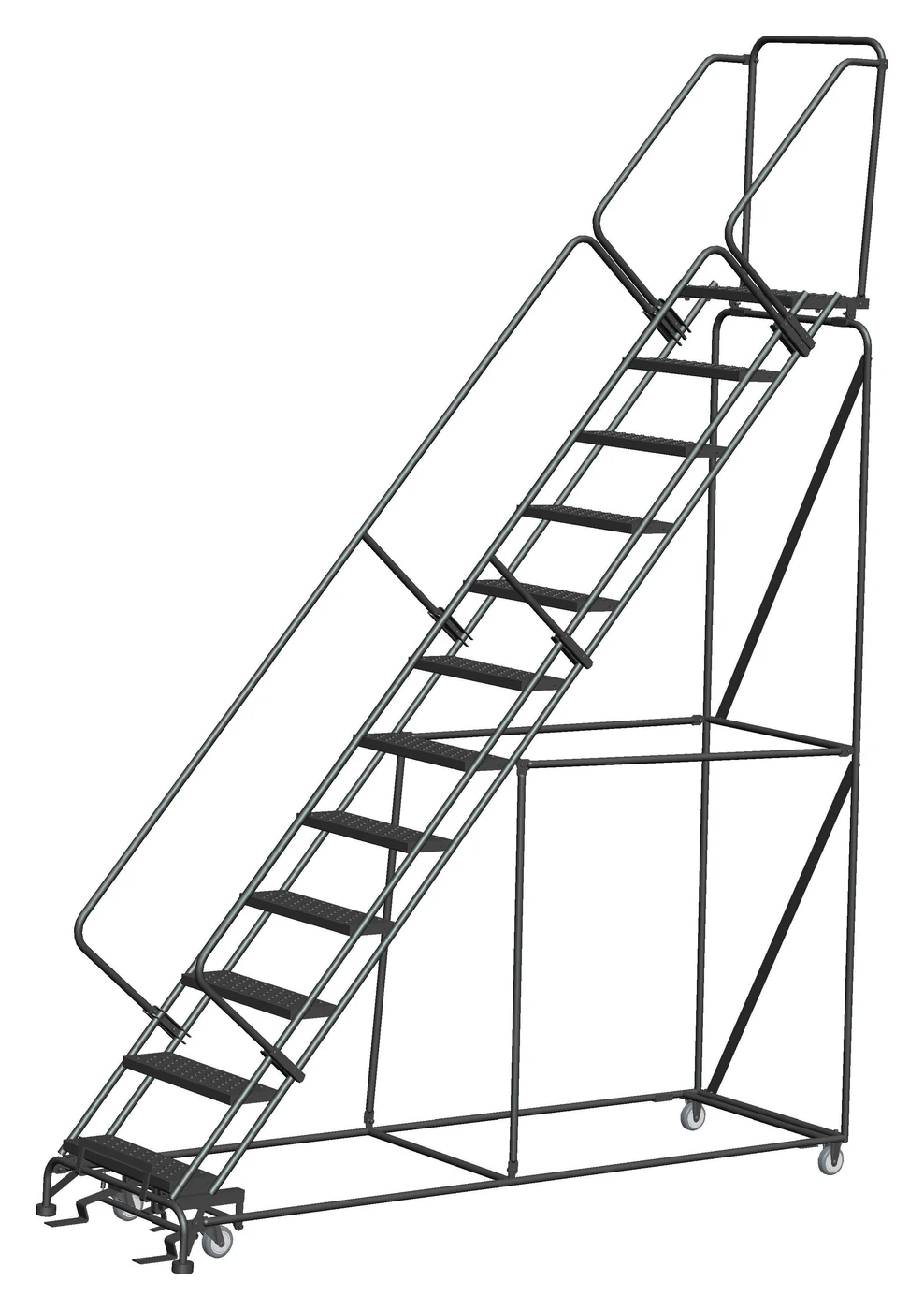 Ballymore 50° Stairway Slope 12-Step Rolling Ladder, 32" base, 14" top step
