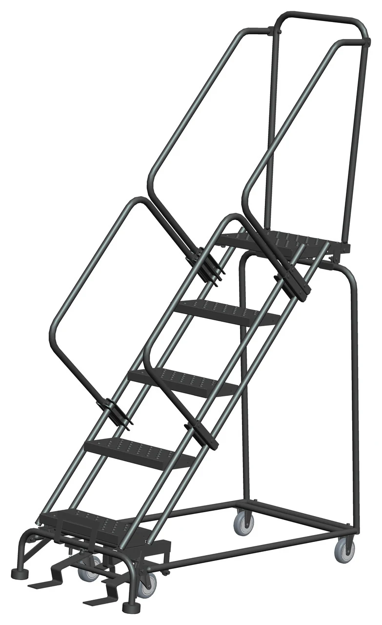 Ballymore 50° Stairway Slope 5-Step Rolling Ladder, 24" base, 14" top step
