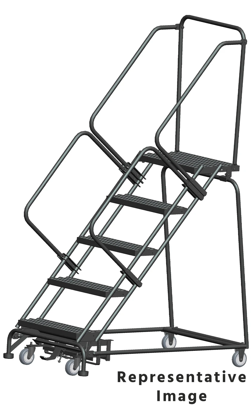 Ballymore 50° Stairway Slope 5-Step Rolling Ladder, 32" base, 28" top step