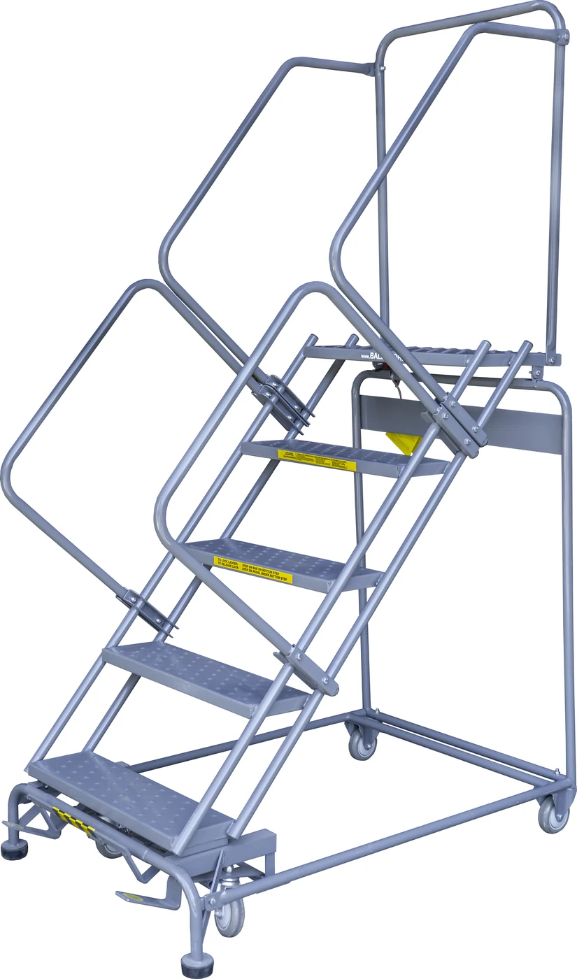 Ballymore 50° Stairway Slope 5-Step Rolling Ladder, 32" base, 14" top step