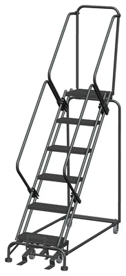 Ballymore 50° Stairway Slope 6-Step Rolling Ladder, 24" base, 14" top step