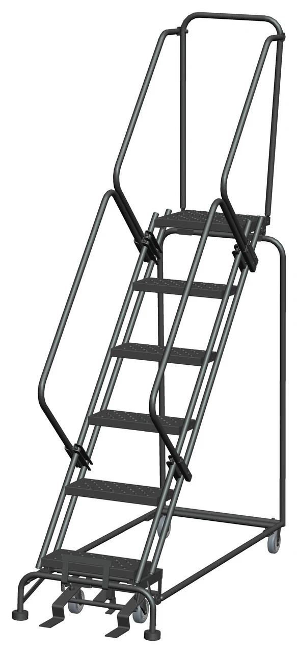 Ballymore 50° Stairway Slope 6-Step Rolling Ladder, 24" base, 14" top step
