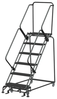 Ballymore 50° Stairway Slope 6-Step Rolling Ladder, 32" base, 14" top step