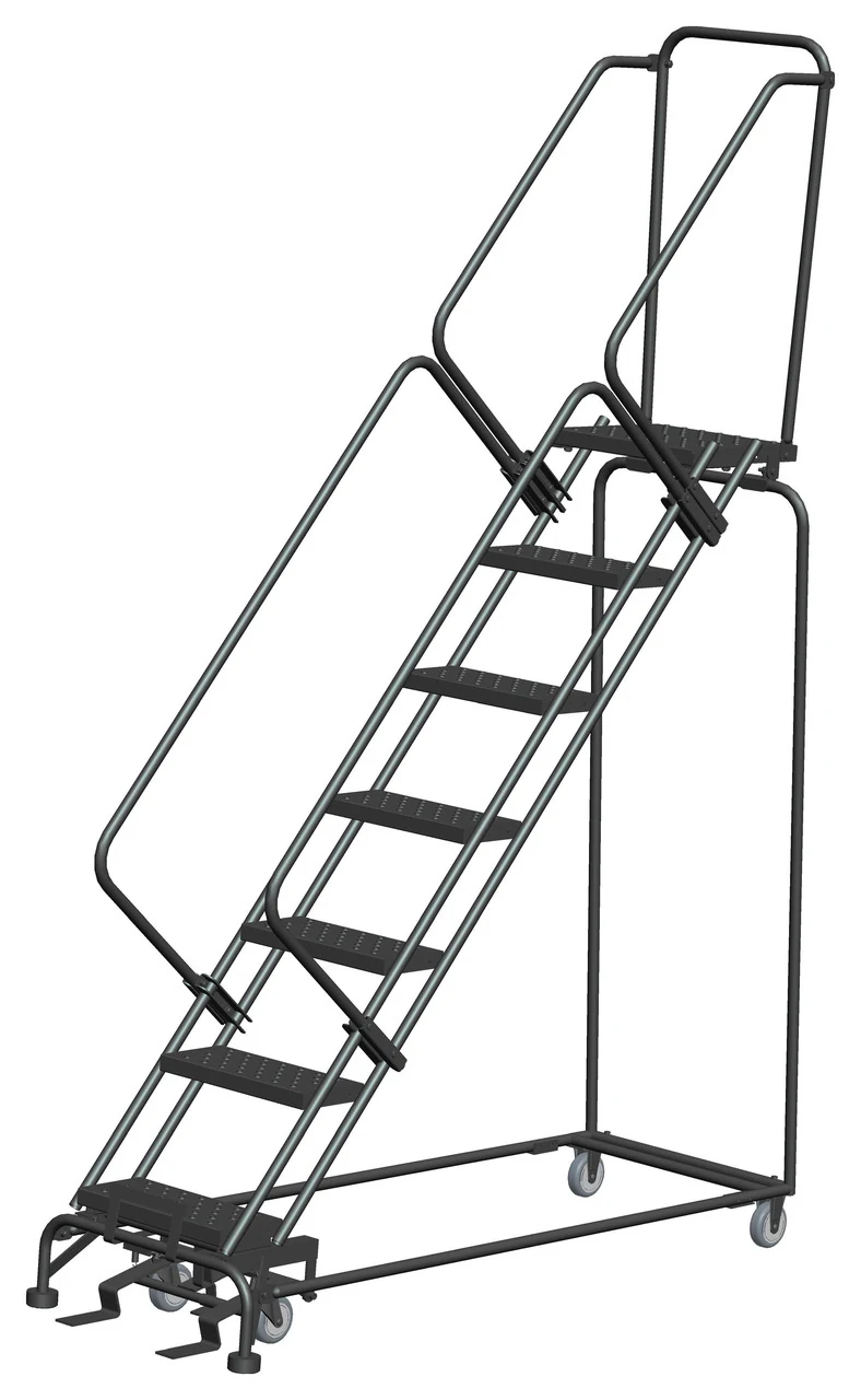 Ballymore 50° Stairway Slope 7-Step Rolling Ladder, 24" base, 14" top step