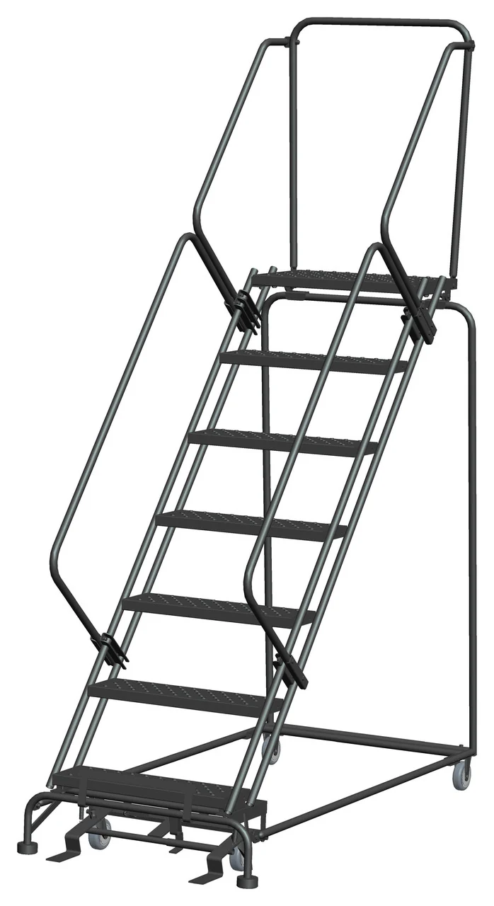 Ballymore 50° Stairway Slope 7-Step Rolling Ladder, 32" base, 14" top step